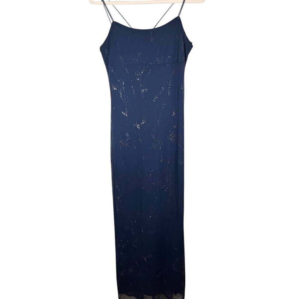Retro‎ Floral Tank Maxi Babydoll M Blue Classic Chic Y2K Romance Grunge Preppy